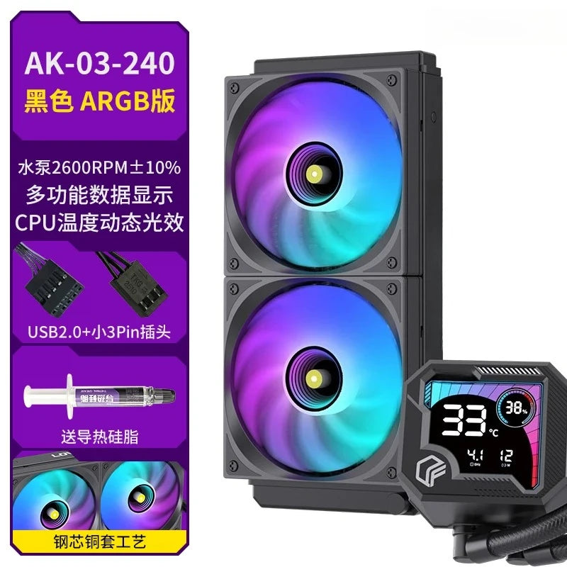 AK03 Digital Display 360 Water Cooling CPU Cooler 240 All-in-One AMD Fan 1700