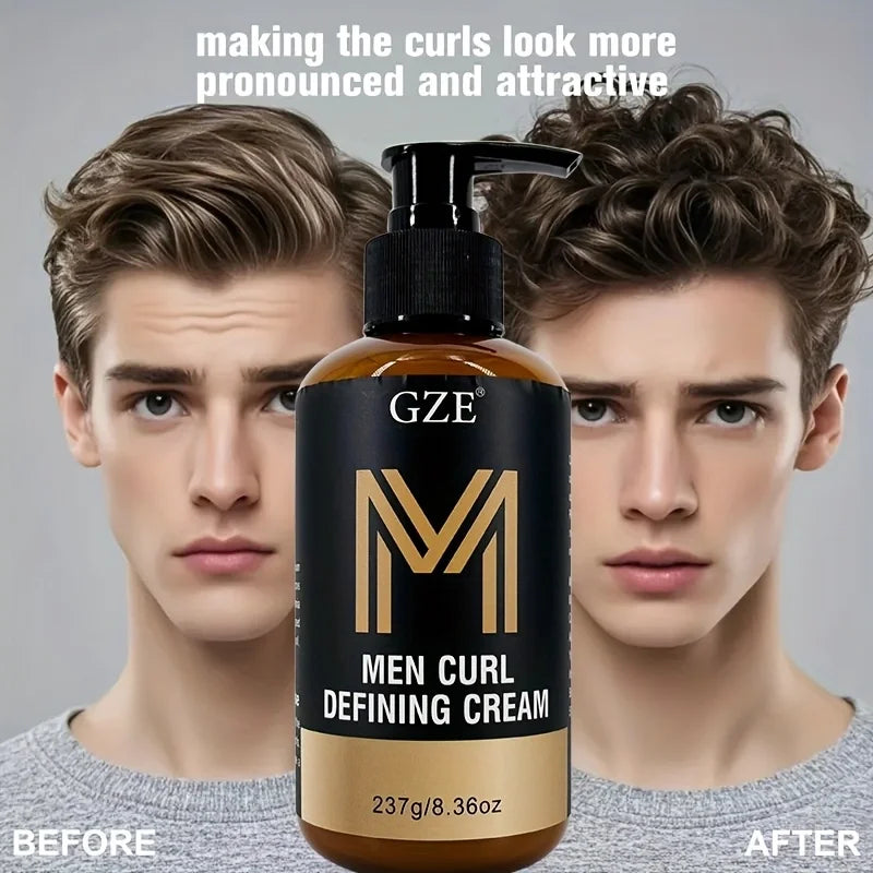GZE Men Curl Defining Cream - Defined Bouncy Cue Curls Waves - Enhances Curl Definition and Hydrates Hair Frizz RLS and Frizz