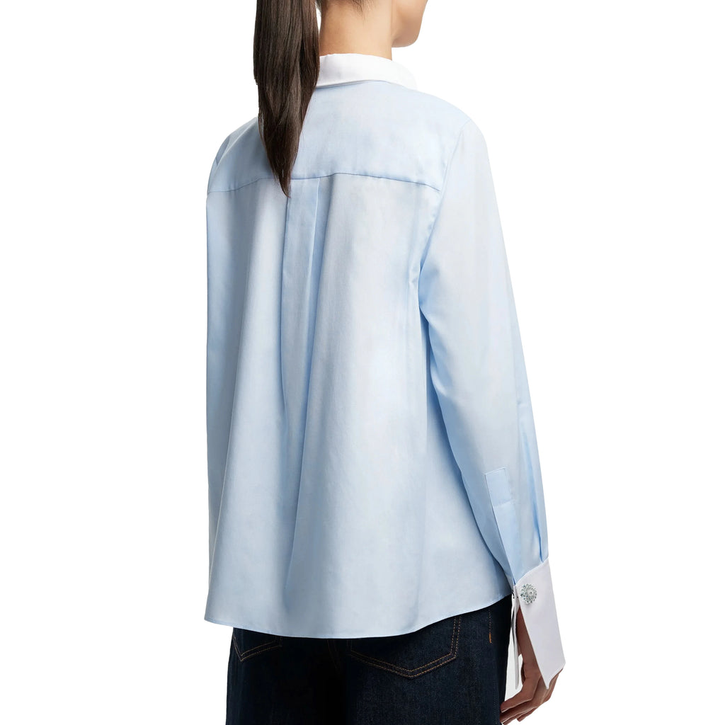 New Women Shirts Long Sleeve Blouse Patchwork Embroidered Flowers Elegant Lapel Loose Spring Summer Stripe Office Lady Tops