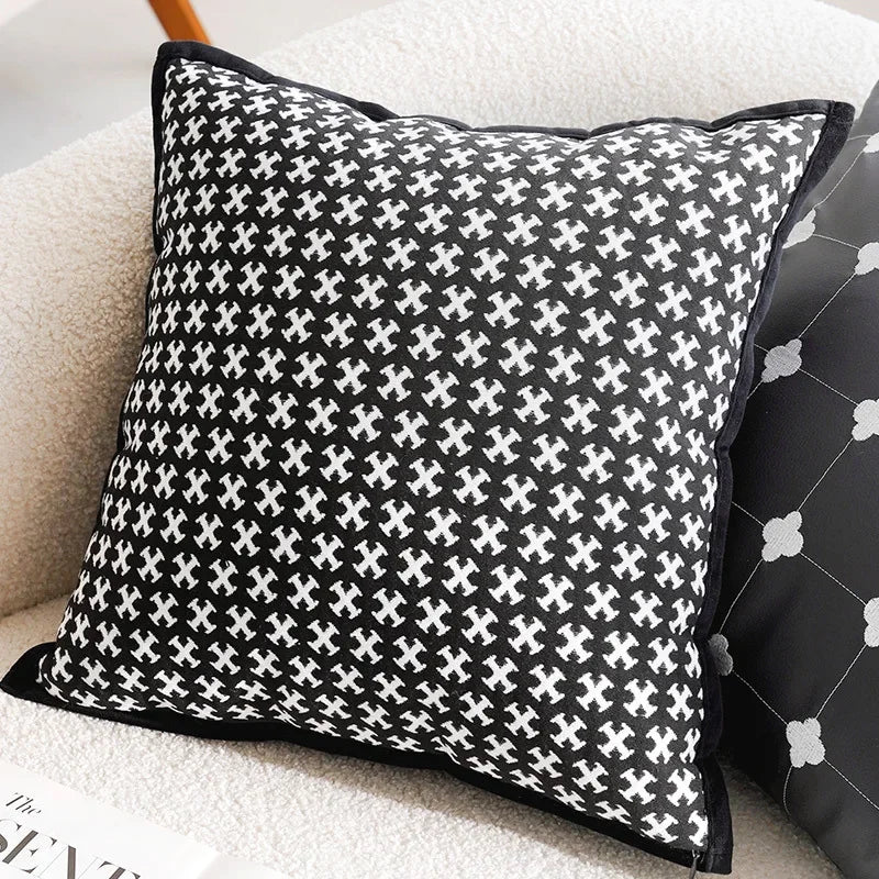 45x45/30x50cm Black White Embroidered Pillow Cover Decorative Cushions Pillow Covers Decorative Modern Light Luxury Sofa Decor
