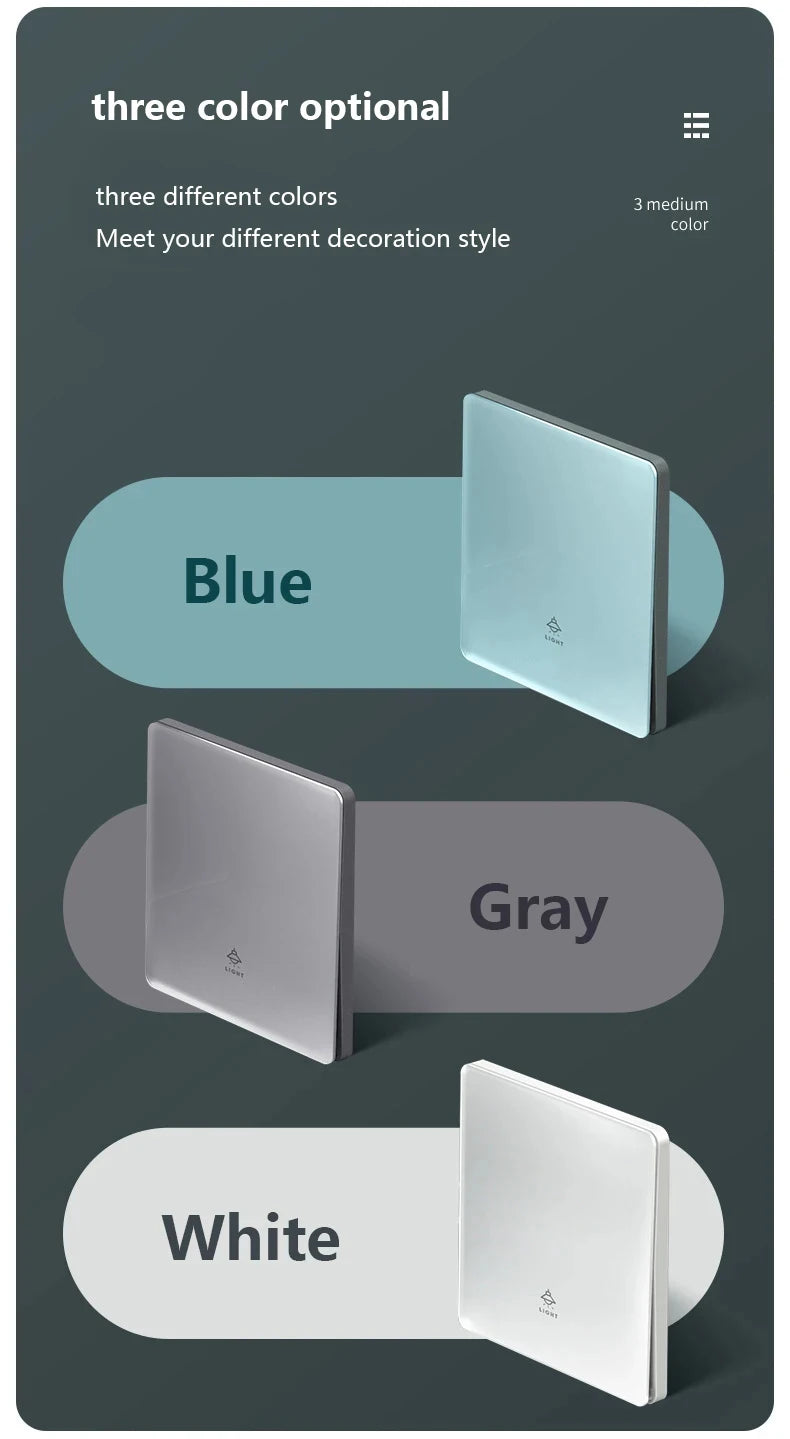 86 Type White Universal Wall Light Switch Tempered Glass EU Korea Electrical Switch 220V 1/2/3/4 Gang 1/2 Way Button Wall Panel