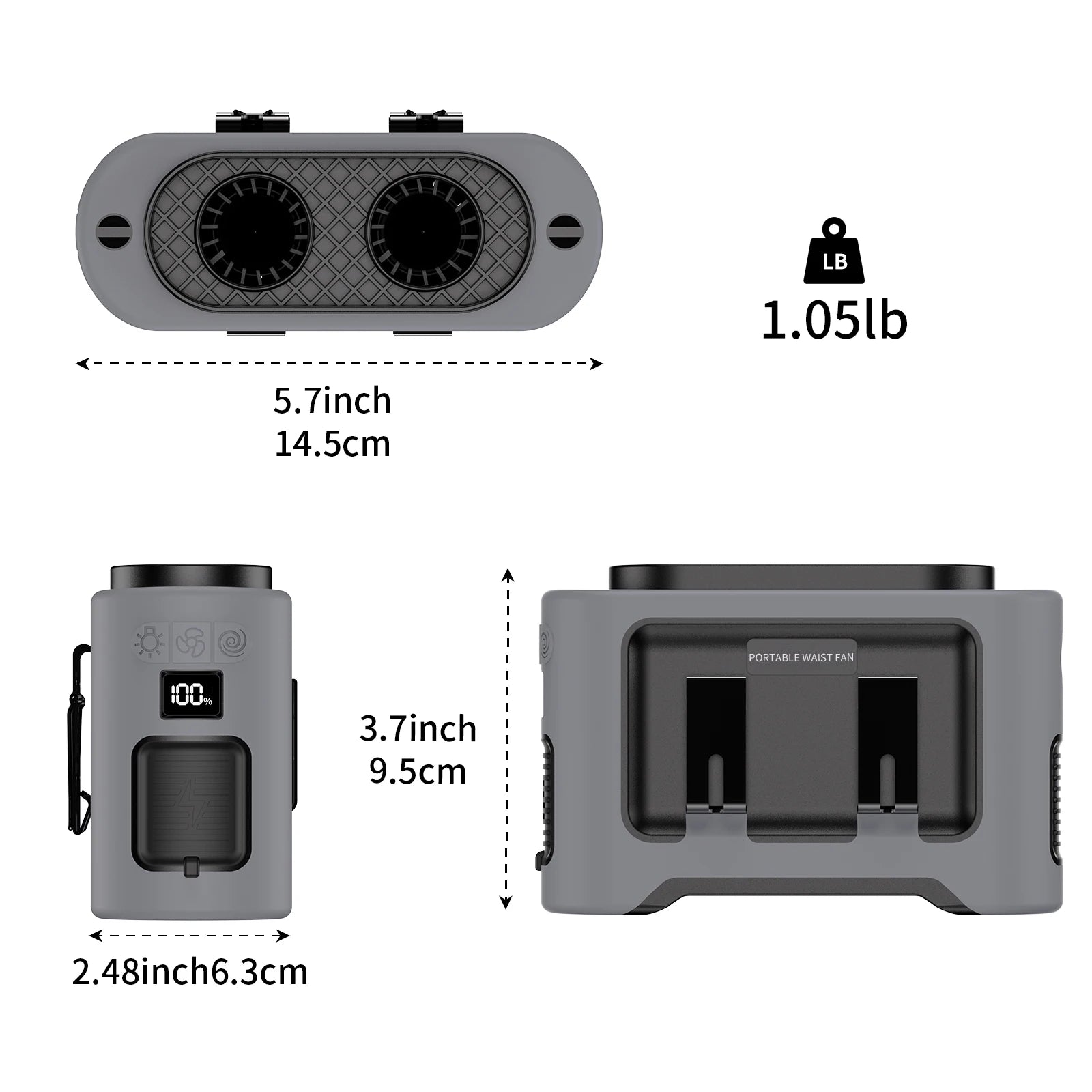 2026 New Upgrade 14500mAh Outdoor Fan Portable Waist Hanging Neck Strong Dual Air Vents Fans For Travel Sports Courier