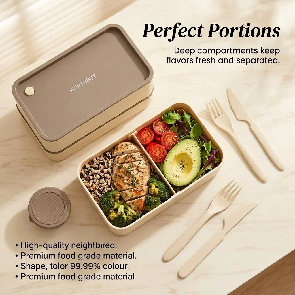 Stackable Plastic Lunch Box For Kids Students Portable Bento Box Microwave Safe Refrigerator Sealed Food Storage Container