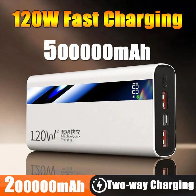 500000mAh High Capacity PowerBank 120W Super Fast Charging Portable External Battery Powerbank for iphone Huawei 2026 NEW
