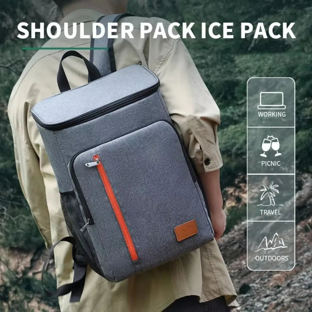 Insulated Backpack Double Shoulder Thickened Portable Thermal Lunch Bag Oxford Fashion Large Capacity Cooler Bag