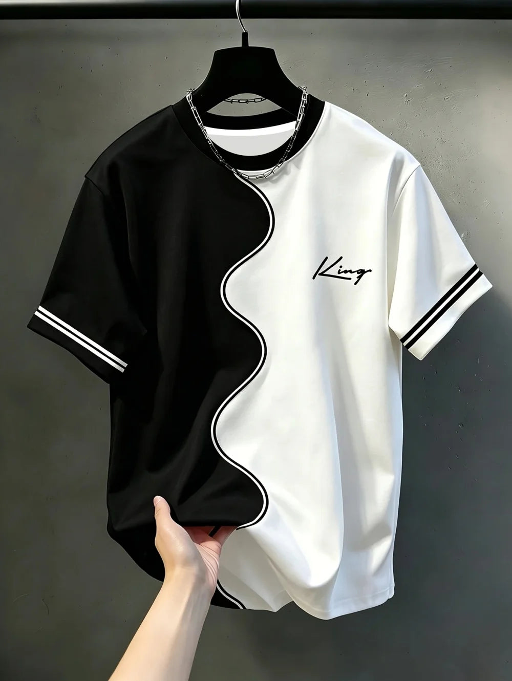 2026 New Summer Men's Short Sleeve T-Shirt Casual Fashion 3D Printed Color Blocking Design Streetwear Outdoor Unisex Clothing