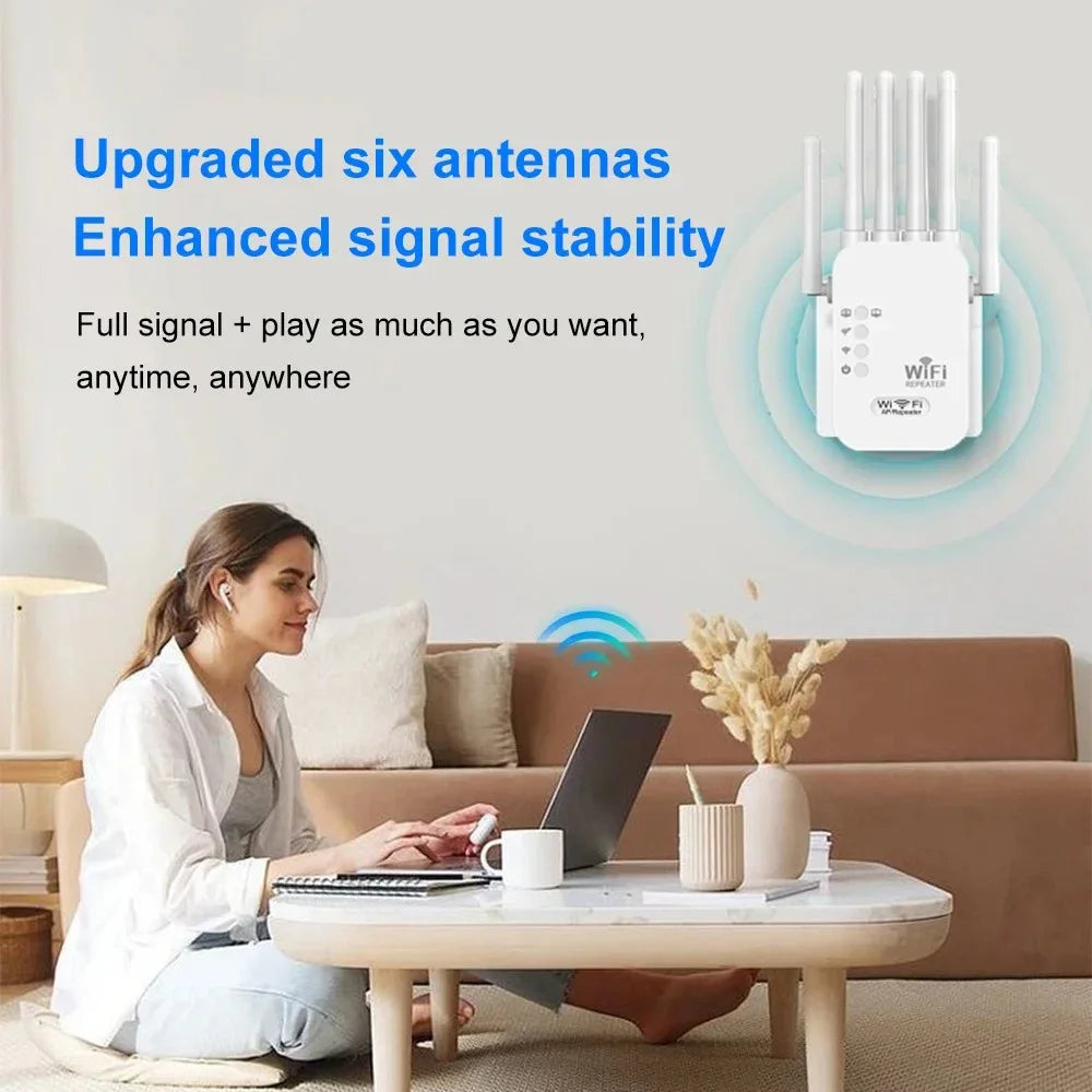 1200Mbps Wifi Repeater Dual Band 2.4G 5G Network Range Extender Signal Booster Amplifier 6Antenna Wireless WiFi Router