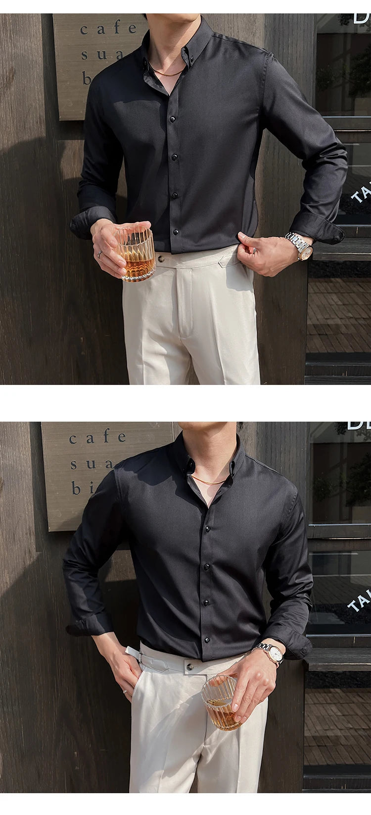 Shirts for Men Long Sleeve British Style Solid Casual Anti-wrinkle Soft Slim Fit Formal Dress Shirt Men Clothing Oversized 7XL-S