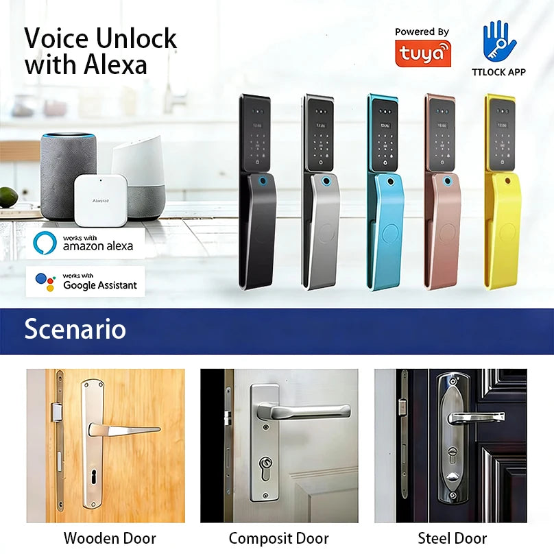 Custom Smart Durable Cylinder Zinc Alloy Biometric RFID Fingerprint Unlock Metal Intelligent Digital Door Lock With Camera