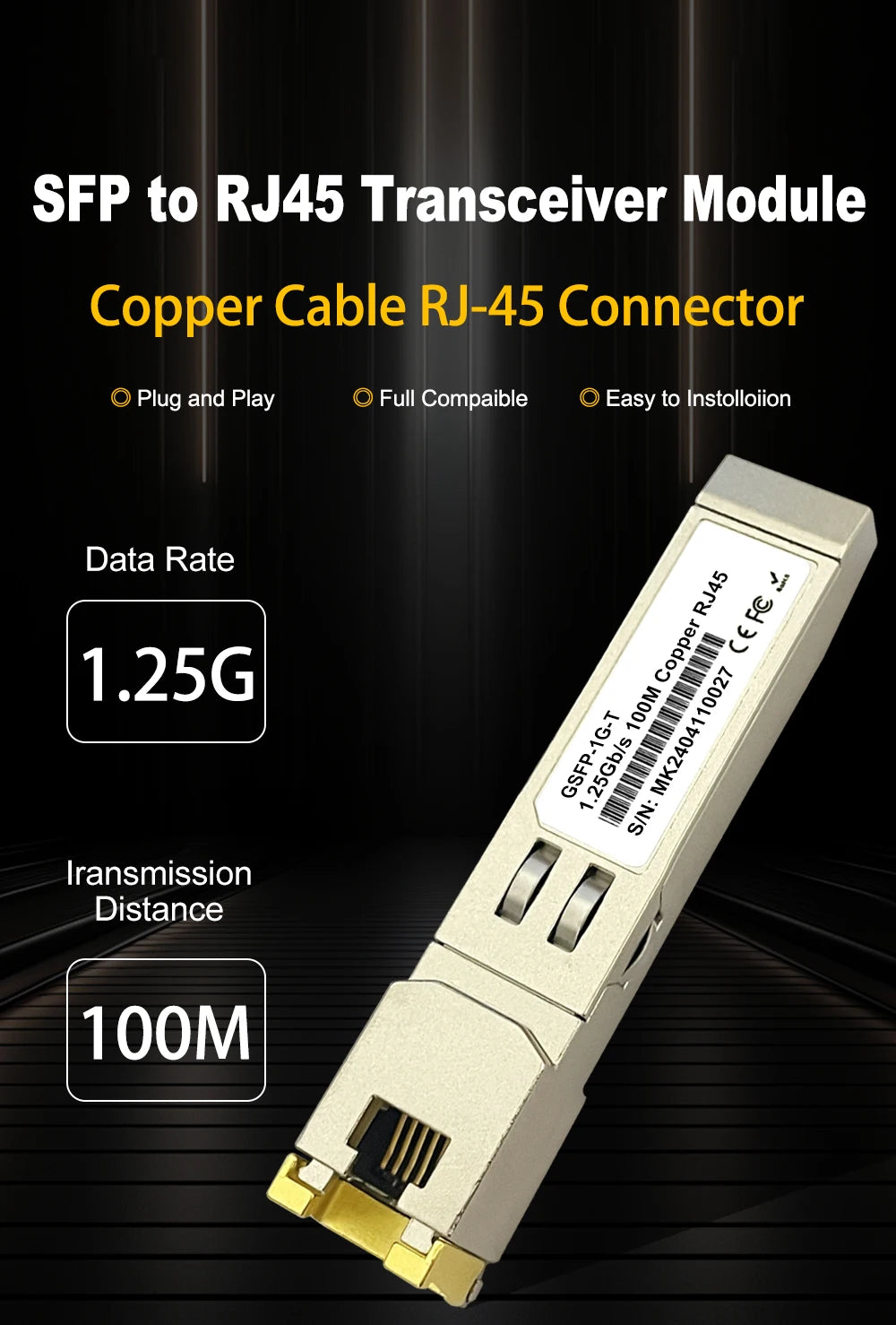 Gigabit SFP to RJ45 1Gb Transceiver Module 1000BASE-T 100m RJ45 Copper For Mikrotik,Ubiquiti,TP-Link,Zyxel...Fiber Equipment