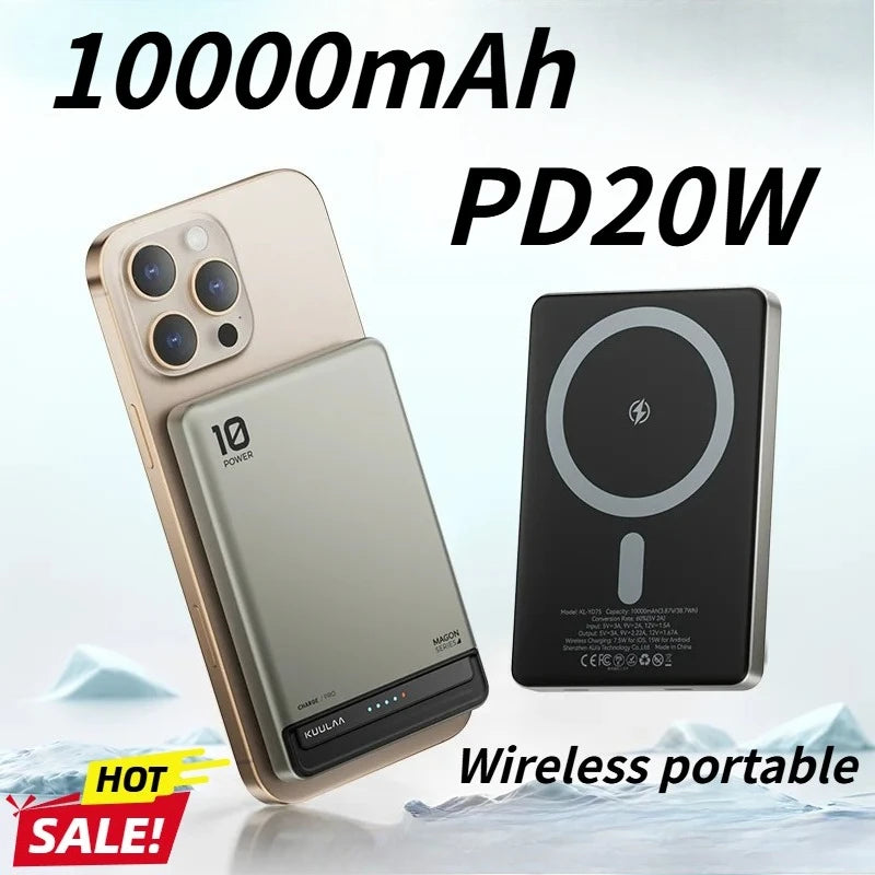 10000Ah Magnetic Suction Power Bank Wireless Portable Charger PD20W Fast Charging for Magsafe for IPhone 16 15 Por Max PowerBank
