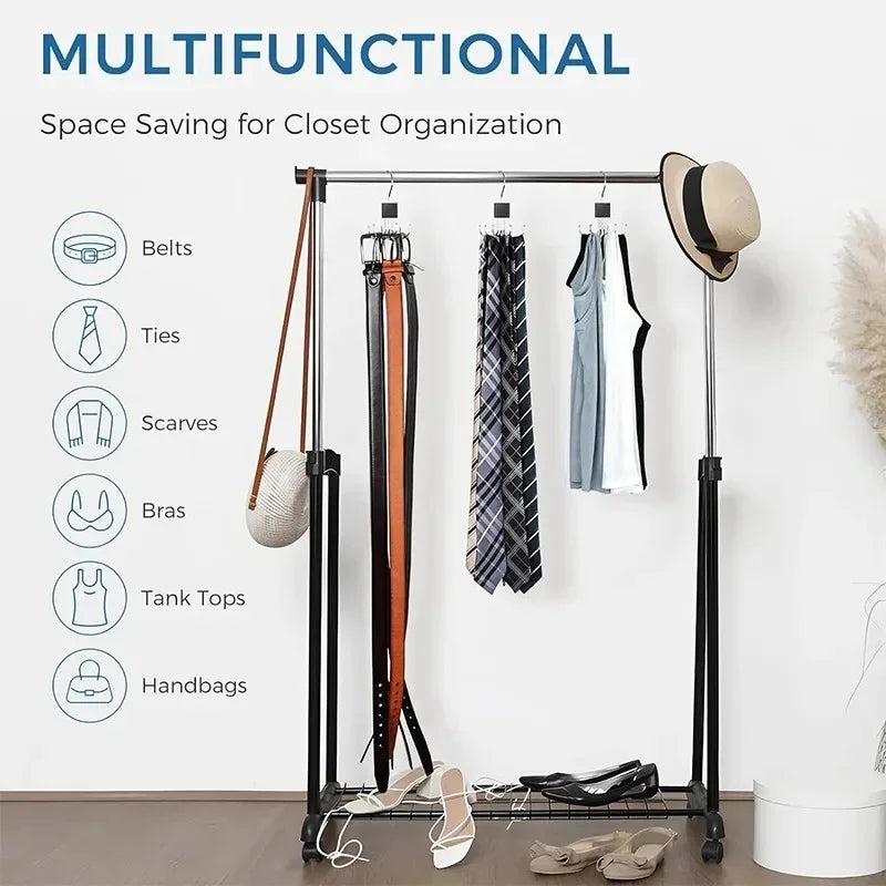 360° Rotating Belt Hanger Hook Durable Metal Belts Rack Organizer for Belts Scarves Bras Ties Home Dorm Storage Hangers