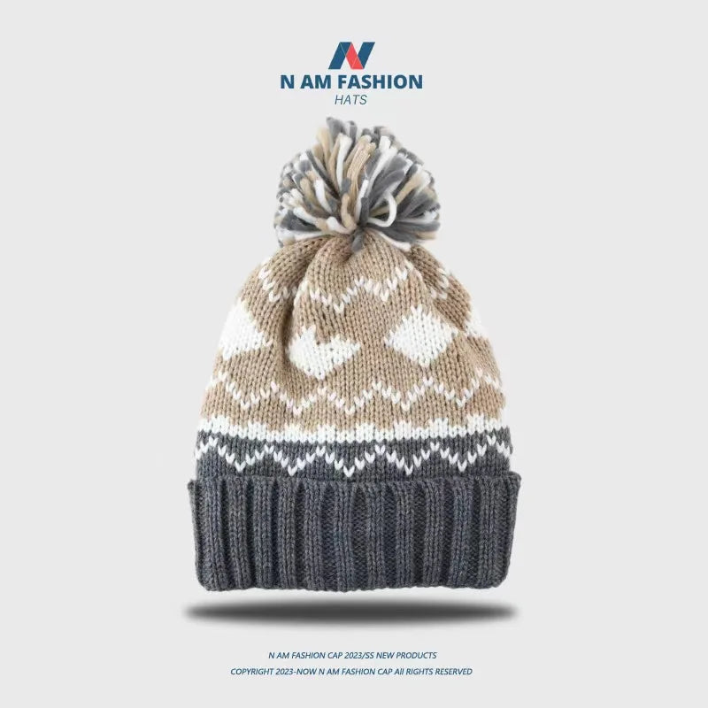 2024 skiing Cashmere Woman Winter Hat Autumn Beanies With Pompom Warm Wool Skullies fashion acrylic beanies winter hat