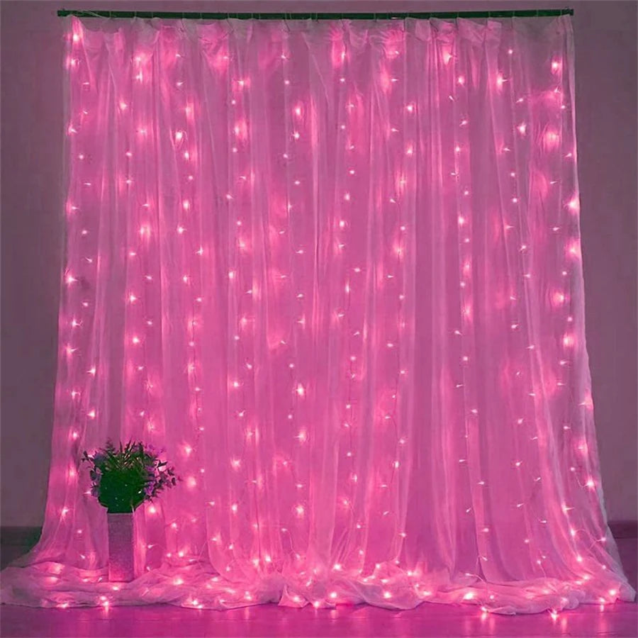 Window Led Curtain String Lights 8 Modes Light Fairy For Bedroom Usb Powered With Remote Control Party Wedding Decoration Gifts