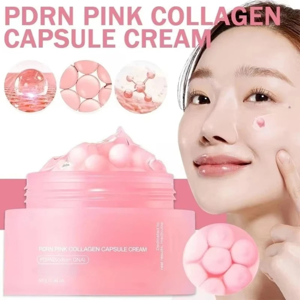 50g Collagen Infused Pink Capsule Cream Gentle Hydrate Facial Skin Alleviate Dryness Keep Skin Tender For Everyday Facial Care