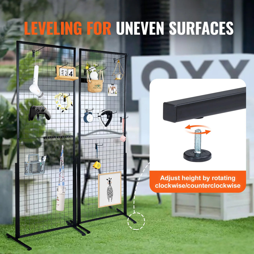 SucceBuy Grid Wall Panels Tower Wire Gridwall Display Racks Double Side Gridwall Panels for Art Craft Shows Retail Shop w/ Hooks