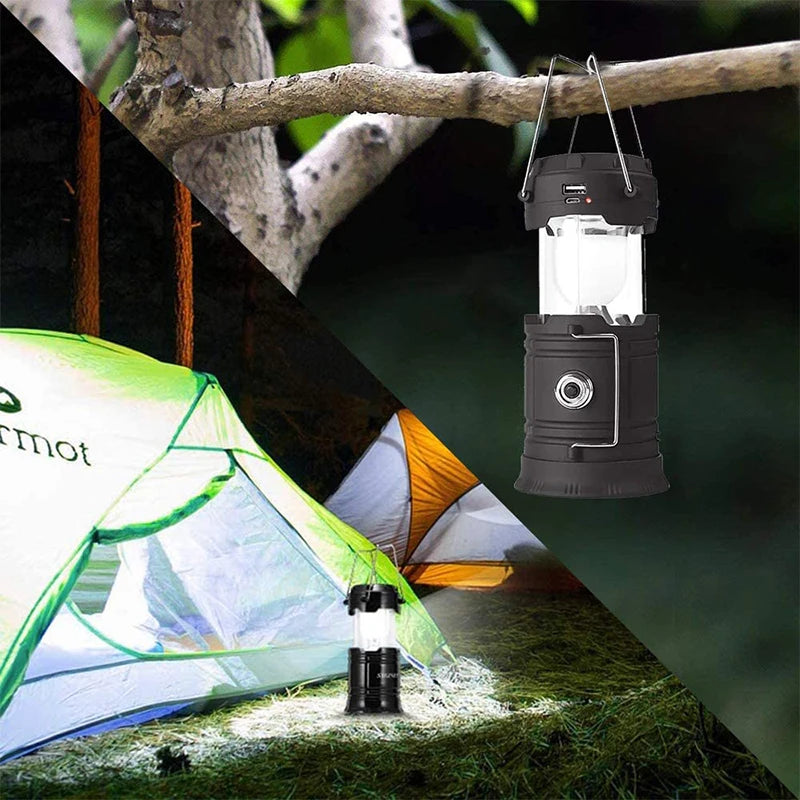 RTS Portable Multifunctional Waterproof Camping Lamp Usb Rechargeable Led Camping Lights Solar Camping Lantern