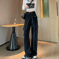 Denim Pants Woman Cargo Trousers Straight Leg with Pockets Jeans for Women Wide on Sale Stylish Loosefit Size X Larg Gyaru Baggy