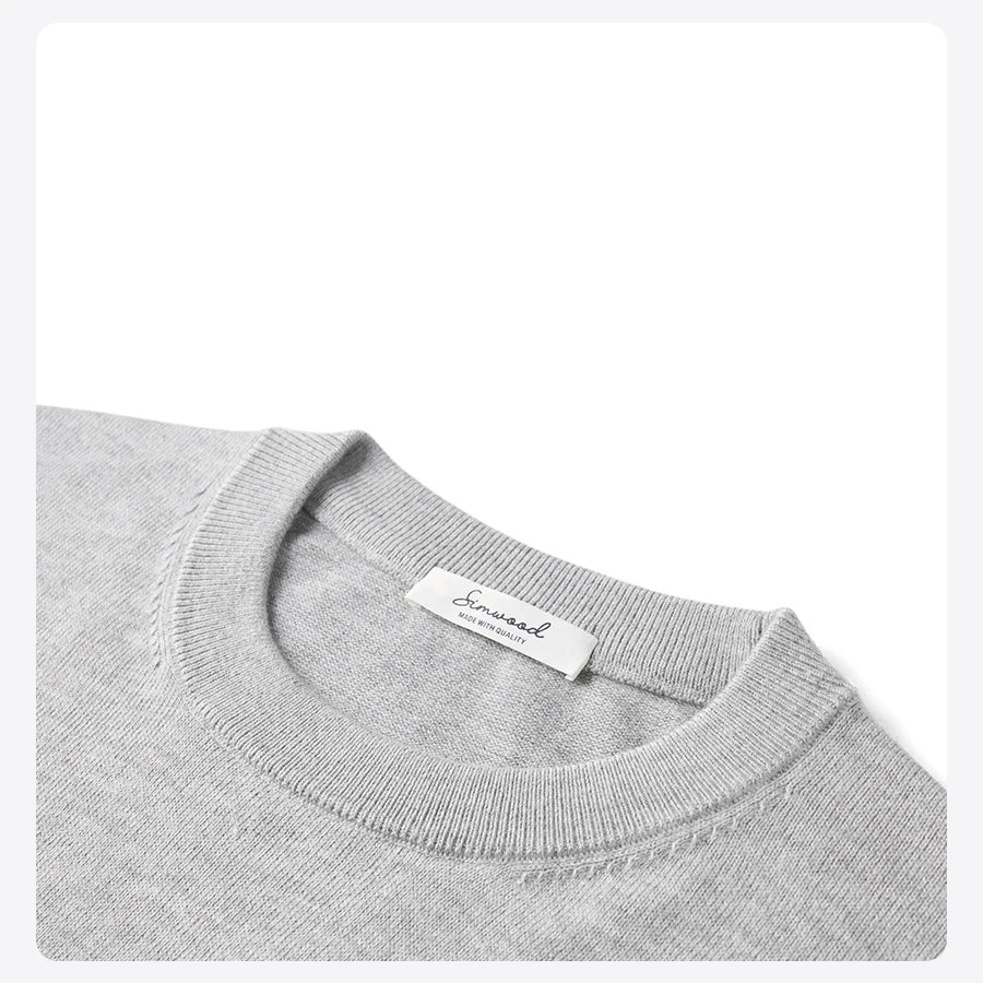 SIMWOOD 2026 Autumn New Regular Fit 12 Gauge Fine Sweater Men Antistaic Basic Knit Pullovers