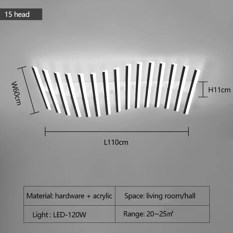 Modern LED Suitable for Living Room Pendant Lights With Remote Control Indoor Bedroom Office Lighting Long Strip Ceiling Lights