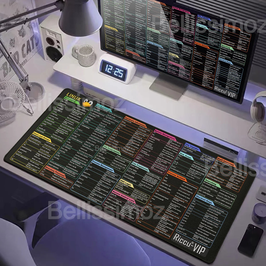 Linux Commands Line Large Mouse Pad XXL Expansion Pad Shortcuts for Red Hat Ubuntu OpenSUSE Arch Debian Unix Programmer Desk Mat