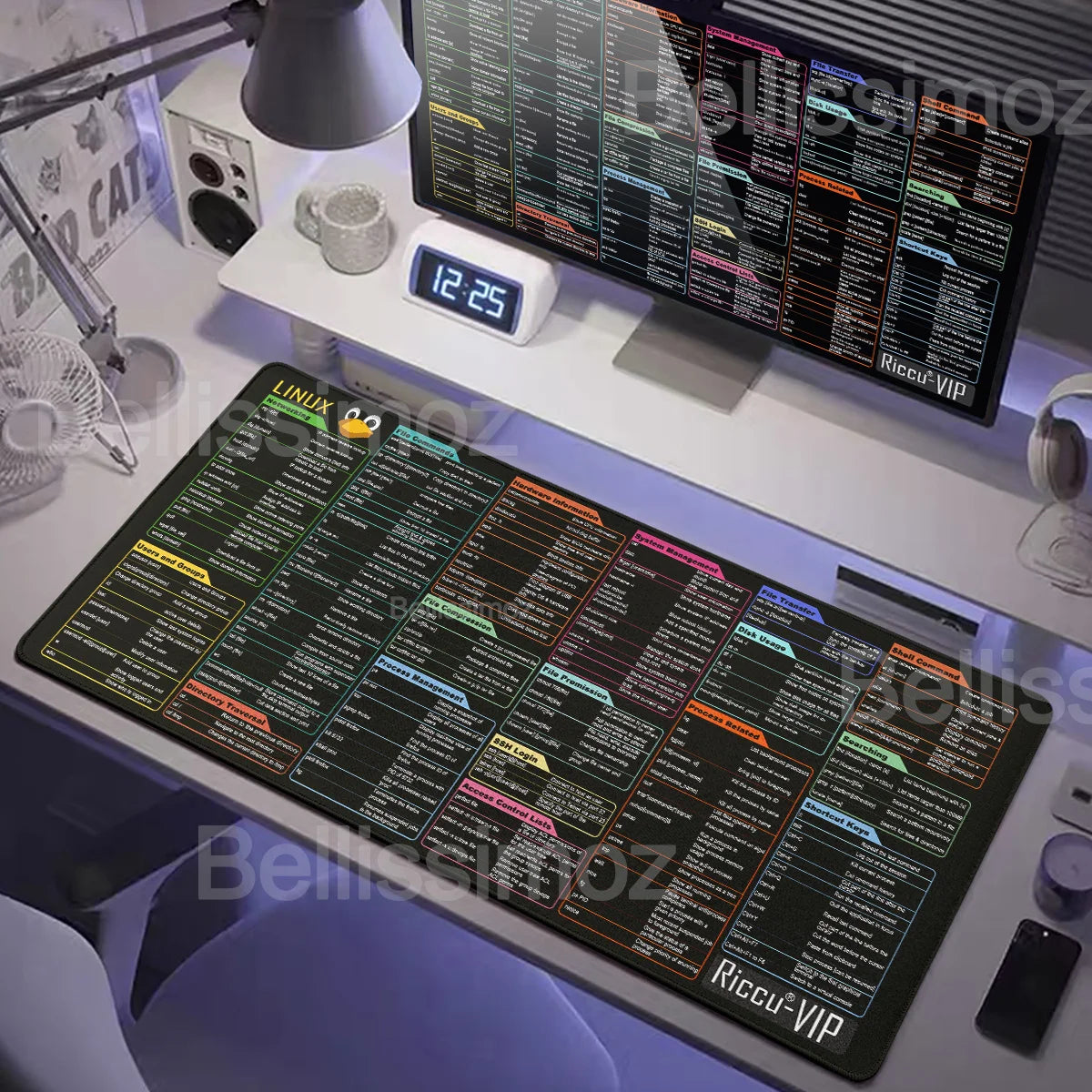 Linux Commands Line Large Mouse Pad XXL Expansion Pad Shortcuts for Red Hat Ubuntu OpenSUSE Arch Debian Unix Programmer Desk Mat
