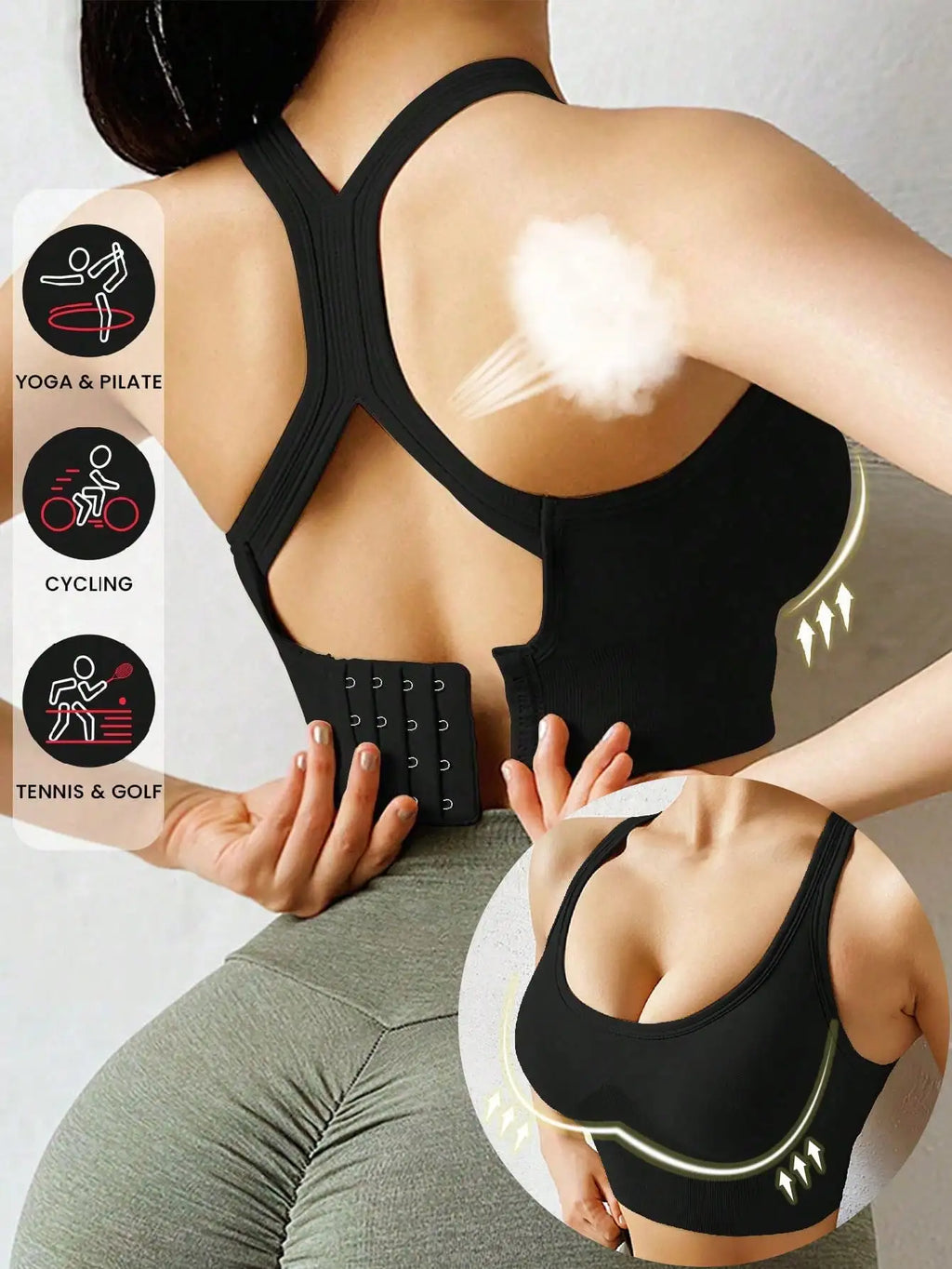 Yoga Sports Bra Wireless Gym Tops Underwear Cross Top Sports Tank Push Up Bras Hockproof Running Lingerie