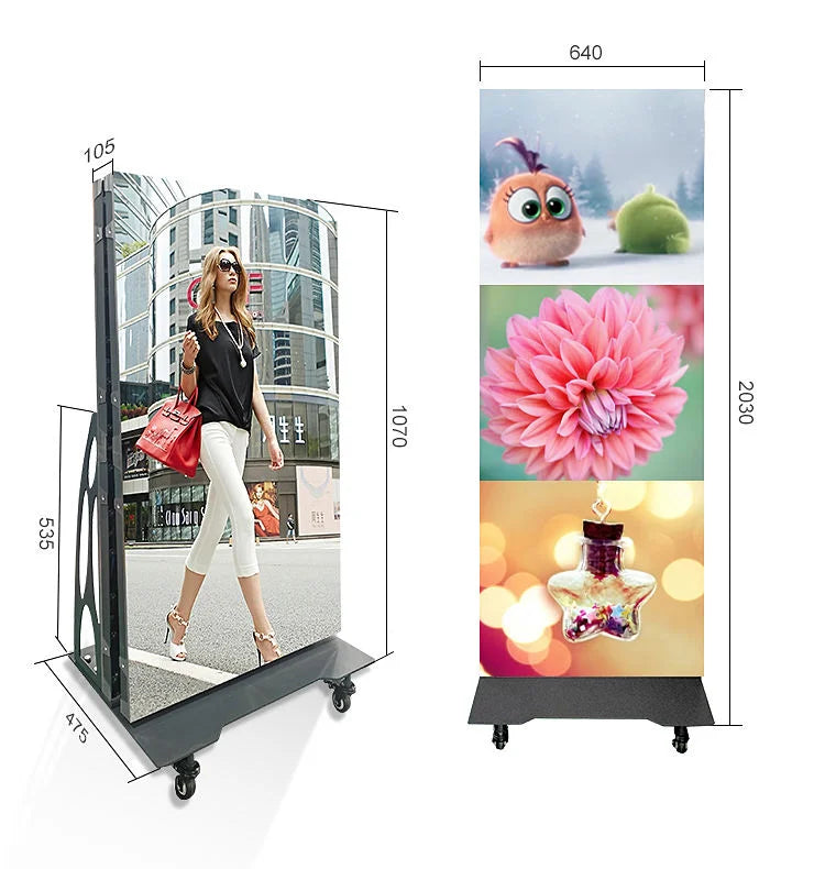 Factory Hot Selling Led Poster 640x1920mm Screen GOB P1.8 Flooring Standing LED Folding Advertising Poster Led Display Events