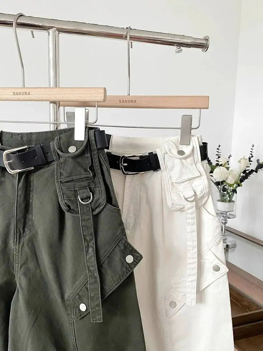 Women Denim Shorts 2026 New Summer Women's High Waist Slim Denim Cargo Pants Wide Leg Capri Pants Versatile Trousers