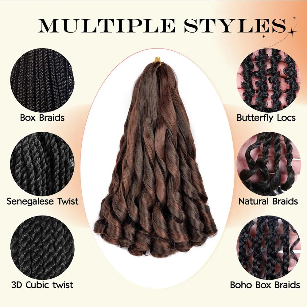 16Inch French Curls Braiding Hair Synthetic Spiral Curls Braids Hair Extensions Pre Stretched Loose Wave Braiding Hair For Women