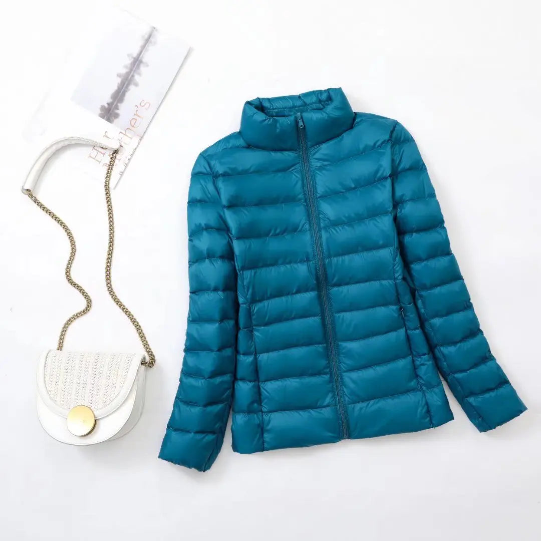 Autumn and Winter Women's 2025 New Lightweight Down Jacket Women's Vertical Collar Outdoor Windproof Warm Down Jacket Coat