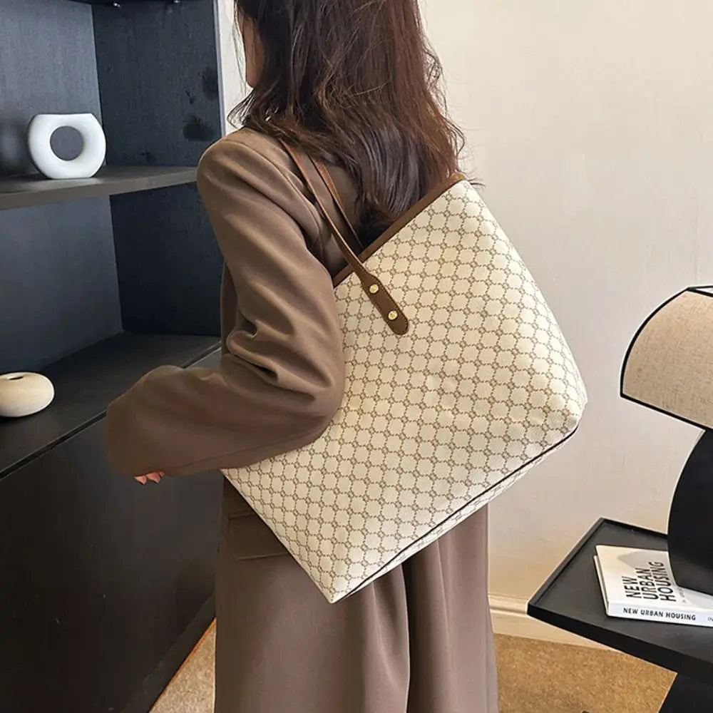 New Large Capacity Shoulder Bags PU Casual Tote Bag Commuting Bag