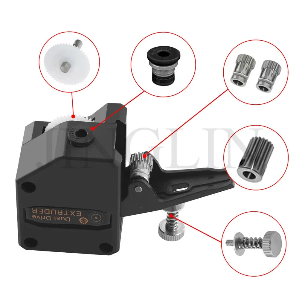 Dual Drive Gear Extruder Kit Hardened Steel Upgrade Feed Gear Extruder Kit For BMG For Prusa DIY Bowden Direct Extruder