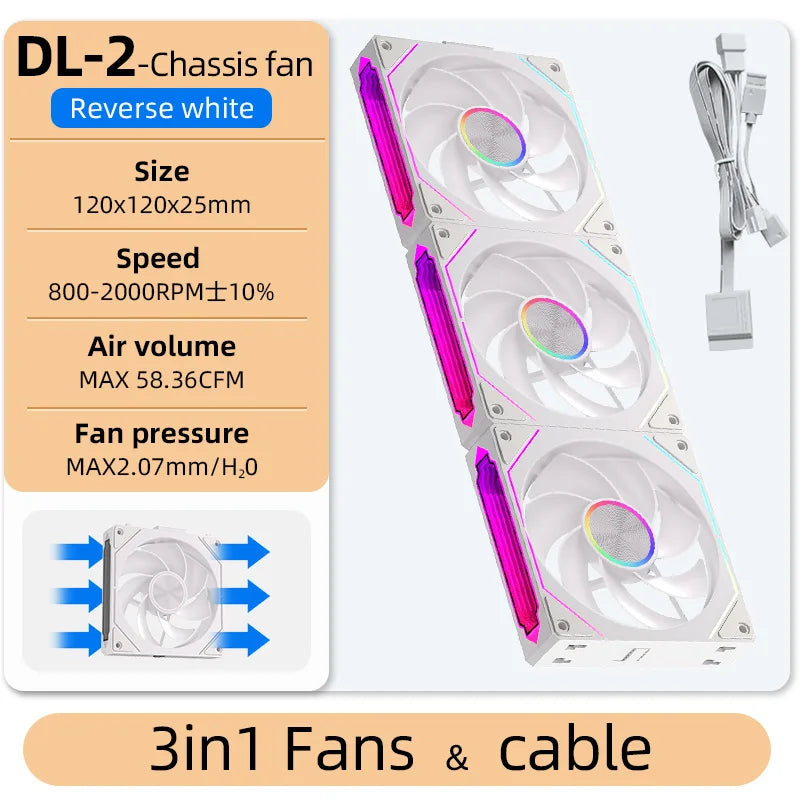 Coolcirc DL-2 Modular Wireless Splicing 120mm PC Case Cooling Fan ARGB Infinite Mirror Lighting Effect for Computer Water Cooler