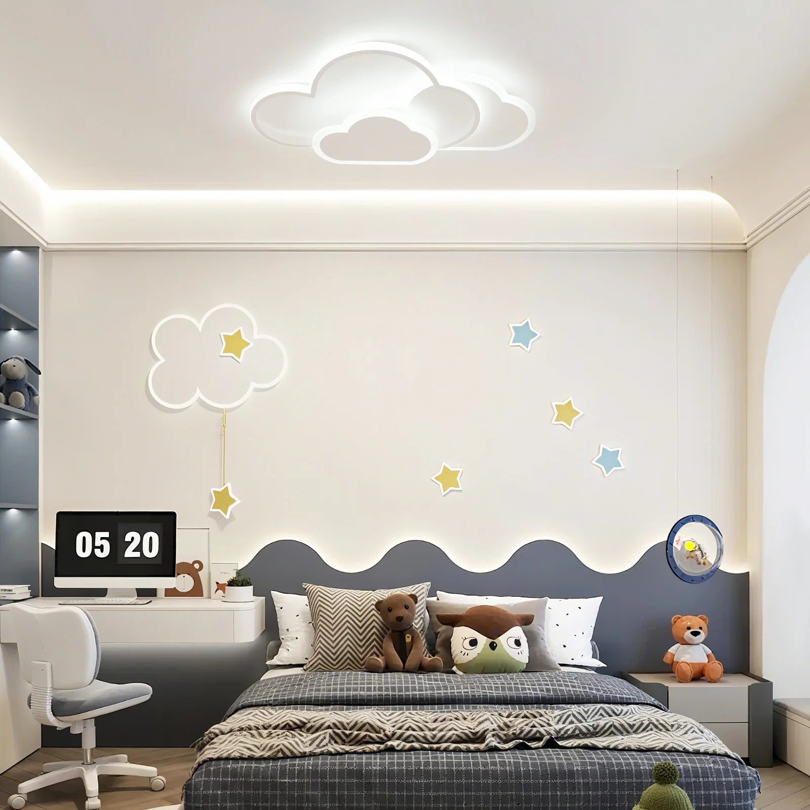 Cloud Shape LED Ceiling Light Fixture Modern 3-Color Lighting Acrylic Ceiling Lamp for Living Room Bedroom Kid's Room 52x31cm