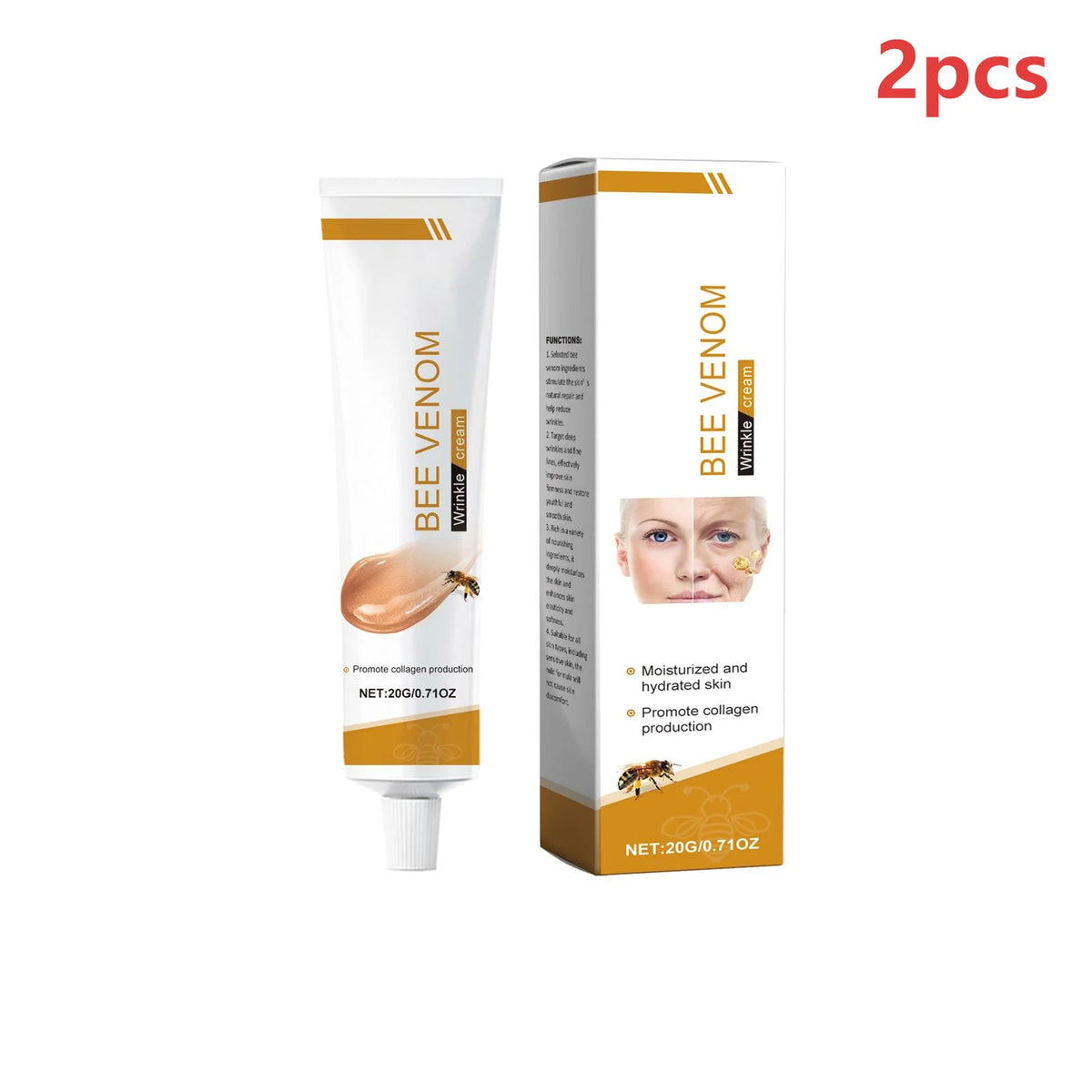 Bee Venom Wrinkle Removal Cream Anti Sagging Antioxidant Moisturizing Facial Lifting Tighten Skin Care Bee Venom Face Cream 20g