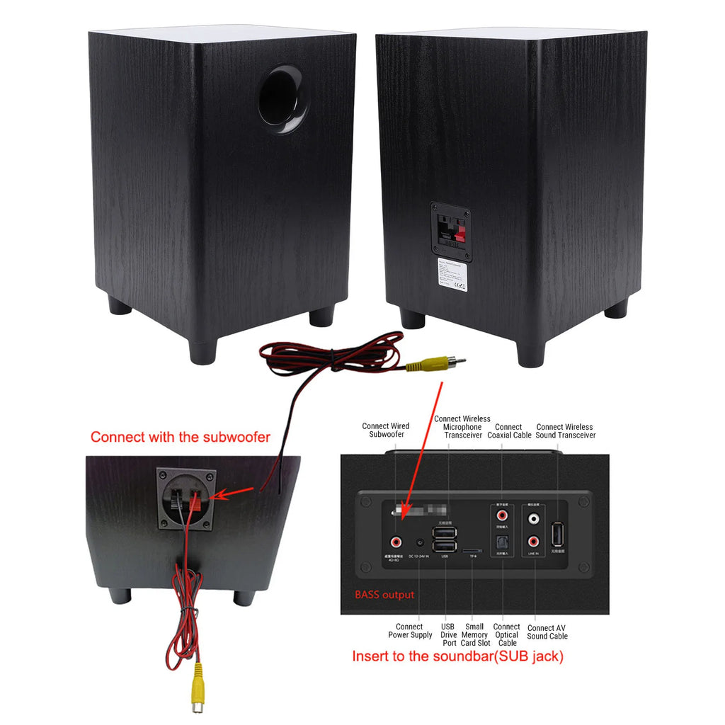 Home  Bass Woofer 100W Home Subwoofer 6.5 Inch Independent Passive Subwoofer Speaker Plug and Play for Home Theater Party