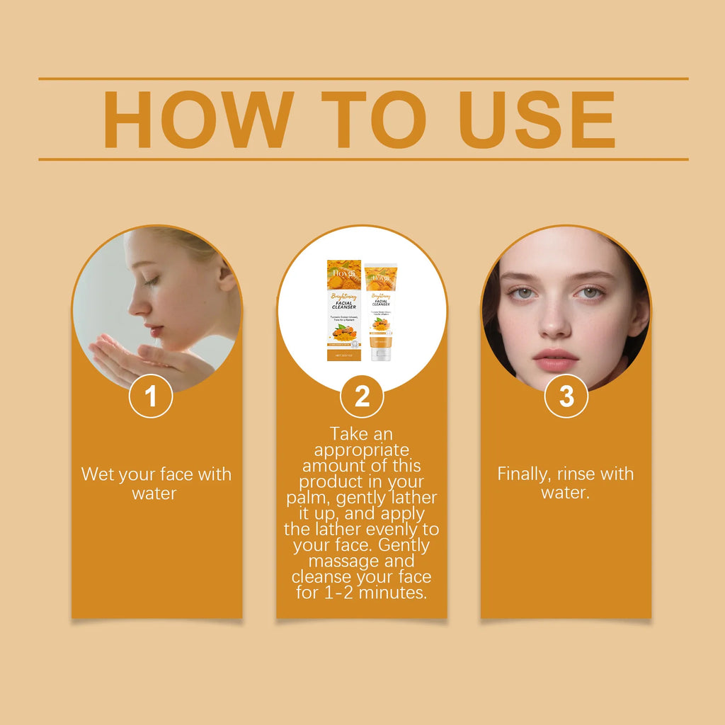 Turmeric Cleanser Moisturize Facial Brightening Skin Tone Daily Face Wash Foam Skincare Deep Clean Blackhead Removal Oil Control