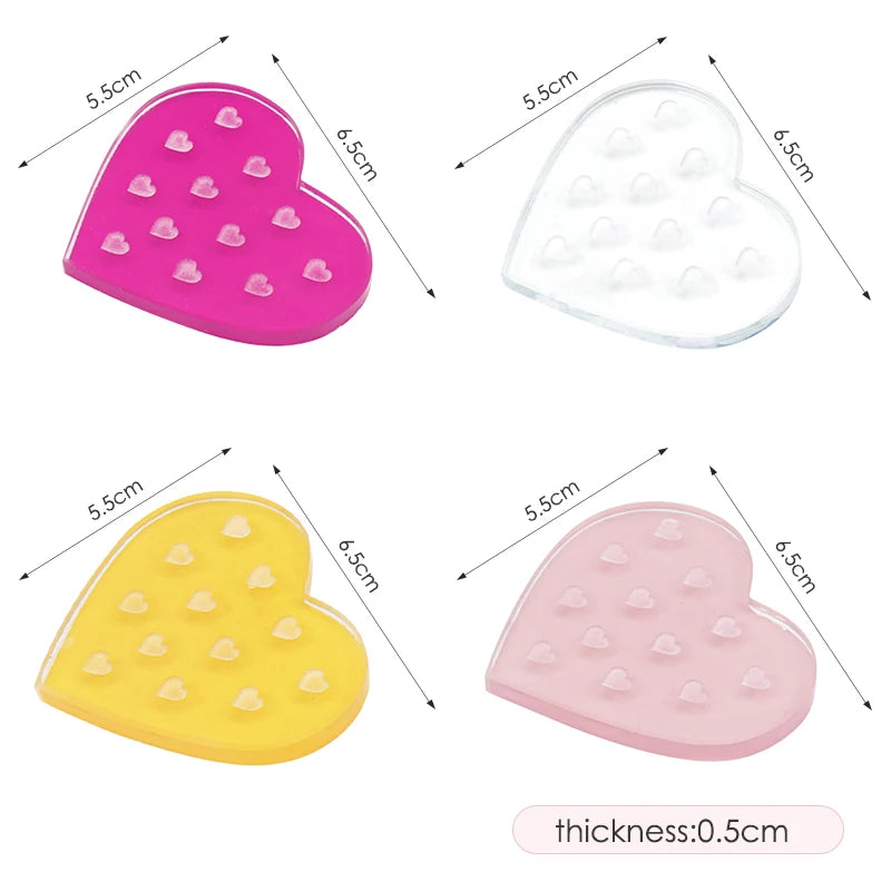 NATUHANA Heart-Shaped Crystal Resin Eyelash Glue Pad, Glass-Like Adhesive Holder Pallet for Lash Extensions, Cute Makeup Tool