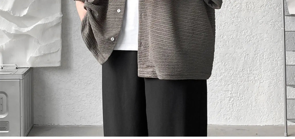 LEGIBLE Spring Summer Solid Shirts Men Casual Oversized Three Quarter Shirts Male Loose Fit Shirt for Man