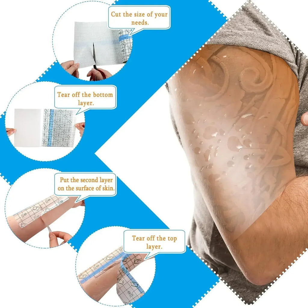 Narkasy Waterproof Tattoo Protective Film - PU Tape Aftercare Bandage Repair Adhesive Wrap Roll for Protecting and Healing