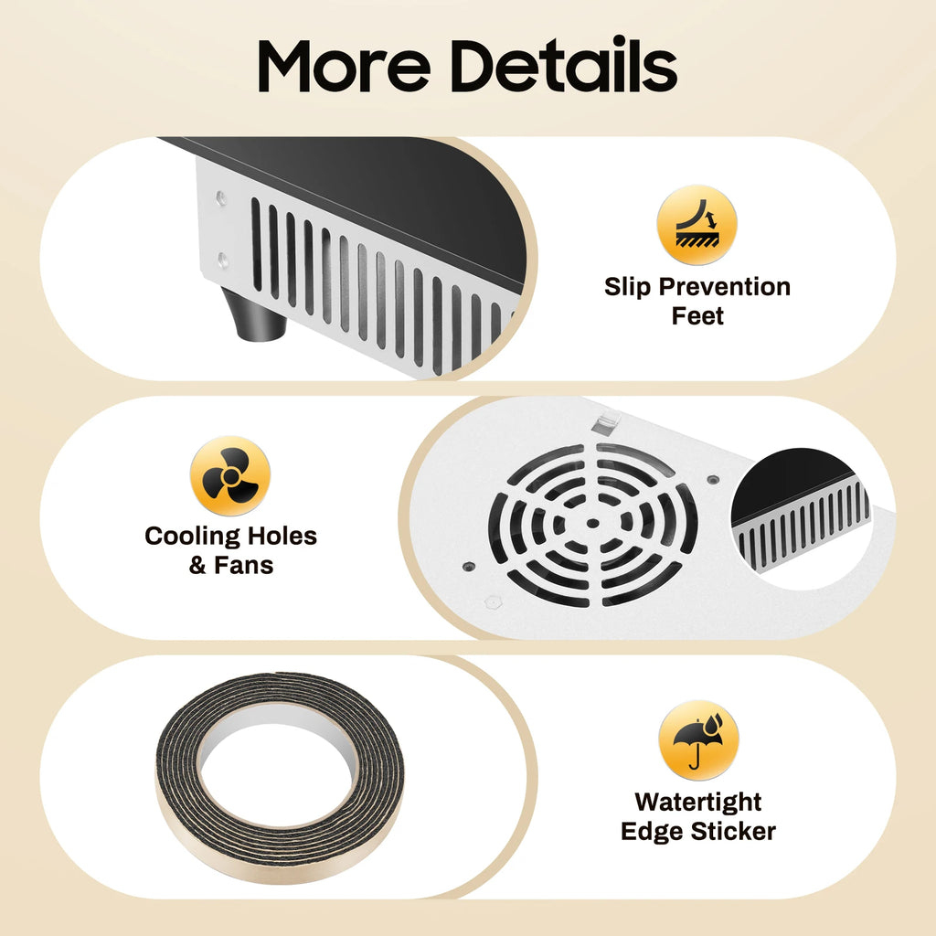 4 Burners Electric Ceramic Cooktop 110V 3000W LED Touch Control Built‑in Countertop Stove Flexible Adjustment for Home Kitchen