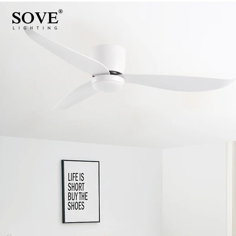 SOVE Modern Led Ceiling Fan Kitchen Living Room Dining Room Household High Air Volume Remote Control Pendant Light