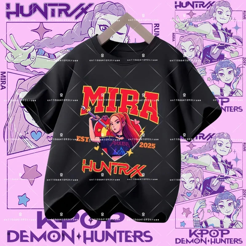 Kpop Demon Hunters Parent Child Halloween Kpop Demon Hunters TShirt Harajuku Casual Fashion Cotton Kid's Tshirt Cosplay Clothing
