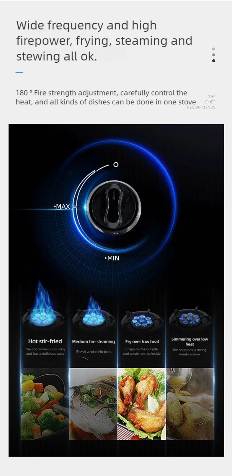 Built-in Cooktops Tempered Glass Top  3 Burner Gas Stove