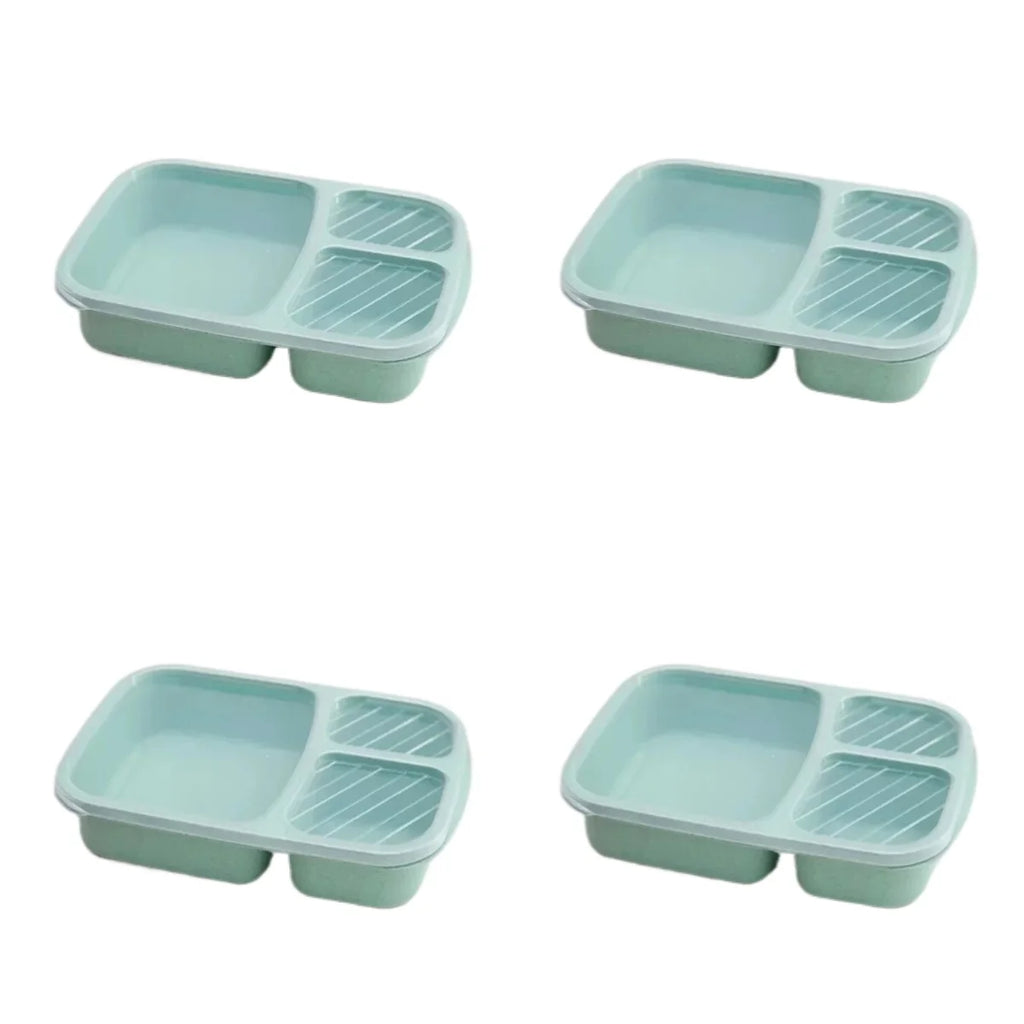 1/2pcs Bento Lunch Box Set 3 Compartment Food Storage Containers Wheat Straw Meal Prep Lunch Box Plastic Food Storage Containers