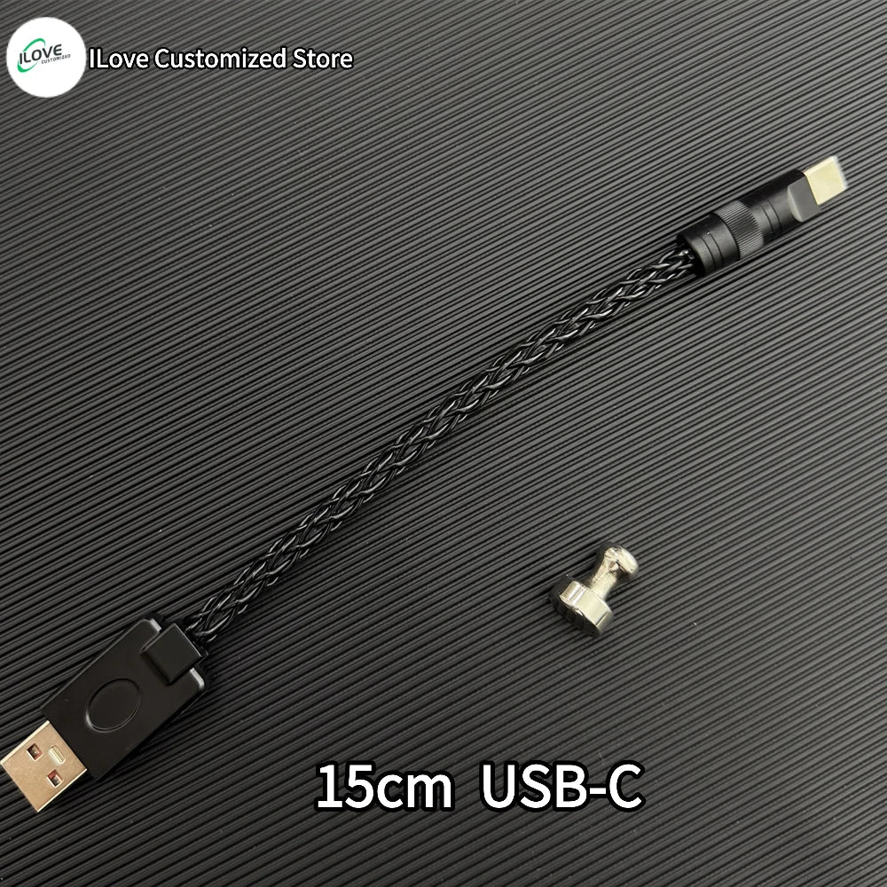 15cm C-C/USB-C Single Crystal Copper Keyboard Cable Supports 8K Magnetic Controllable Lights for HMlab Hub