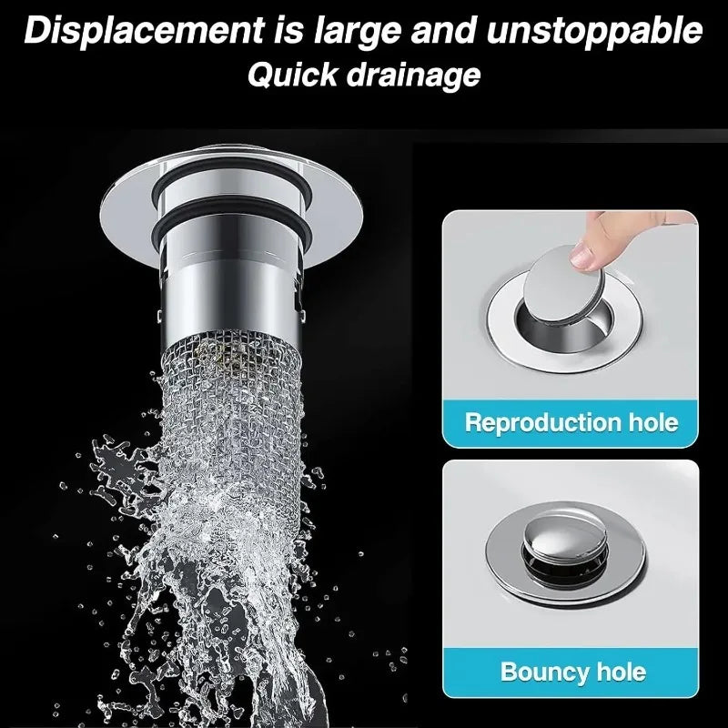 1-20PCS Kitchen Bathroom Sink Stopper Stainless Steel Rust Proof Drain Strainer Anti Odor Anti Clog Pop Up Drain Filter