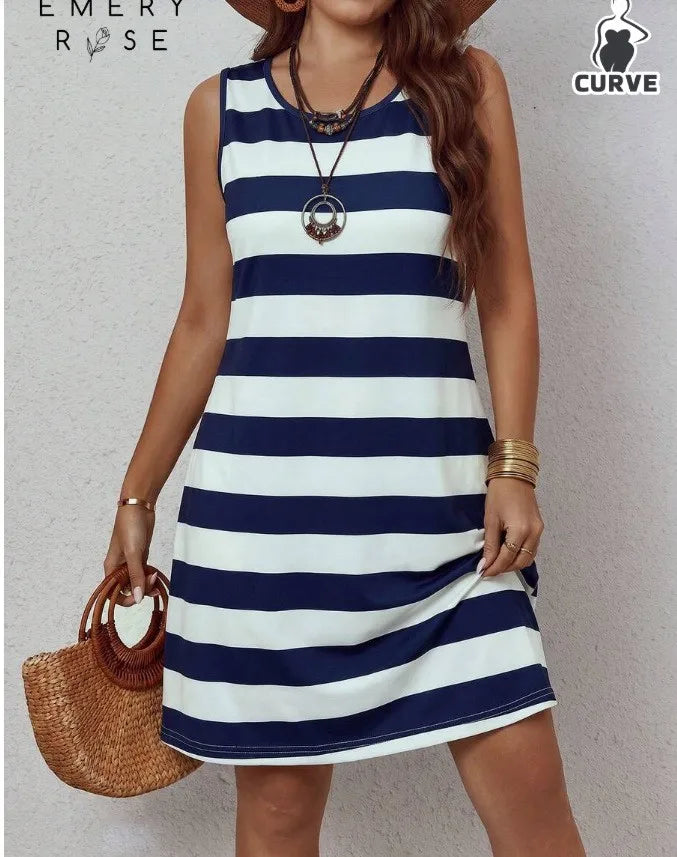 Women's Casual Summer Dress Sleeveless Loose Fit Round Neck Pullover Mid Length 3D Print for Women Beach Camping Hiking Outfit