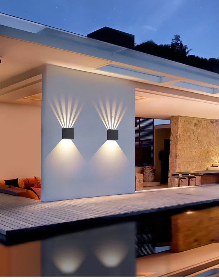 Modern Outdoor Wall Light Decoration Sconces Waterproof Balcony LED Lighting Fixture Black Sqaure Up Down Light Adjustable Angle
